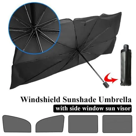 Umbrella Car Windshield, Foldable Car Windshield, Sun Shade Protector, Parasol Umbrella Front Window Sunshade, Interior Heat Insulation Car Sunshade, Sunscreen Heat Insulation Cloth