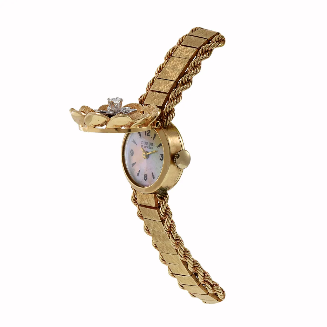 Vintage 1960's Dobbs 14KT Yellow Gold and Diamond Flip Top Watch