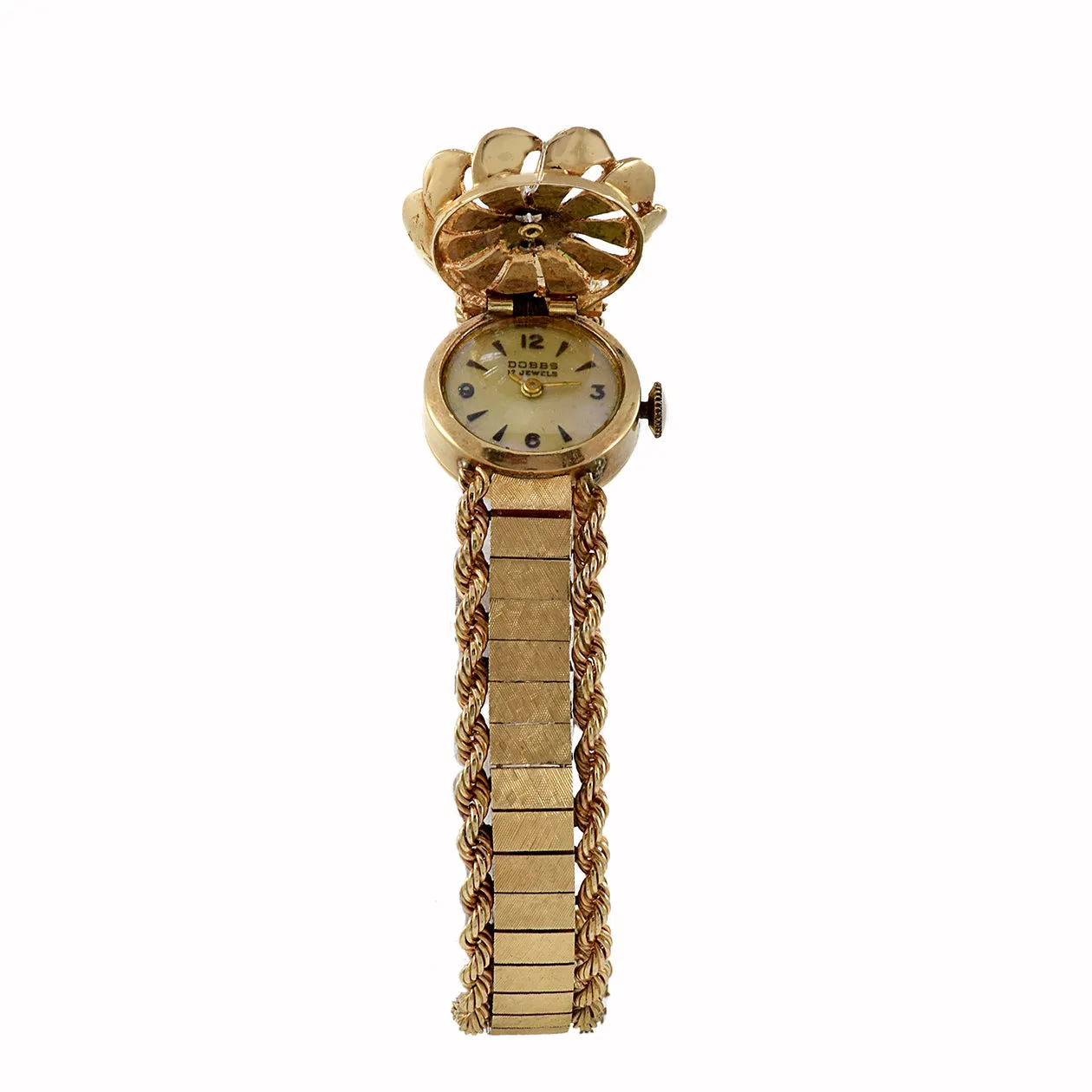 Vintage 1960's Dobbs 14KT Yellow Gold and Diamond Flip Top Watch