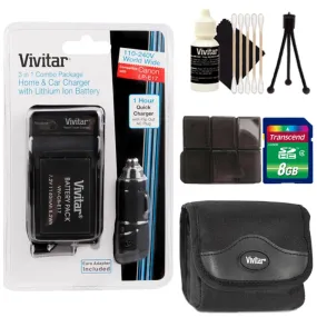 Vivitar Rechargeable Replacement Battery Canon LP-E17   8GB Memory Card   Card Holder   Case   3pc Cleaning Kit   Mini Tripod