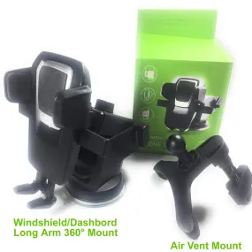 Weststone - 2 Sets Phone car Mount Holder, Dash/Windshield and Air Vent,Long Neck One Touch 360 Degree Rotation Compatible iPhone Xs Samsung and More