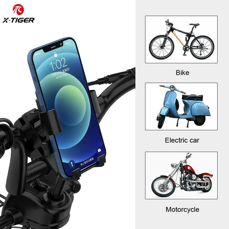 X-TIGER Bike Phone Holder Adjustable Handlebar of Motorcycle Phone Mount Stand Mountain Scooter Phone Clip for iphone 14 Pro Max